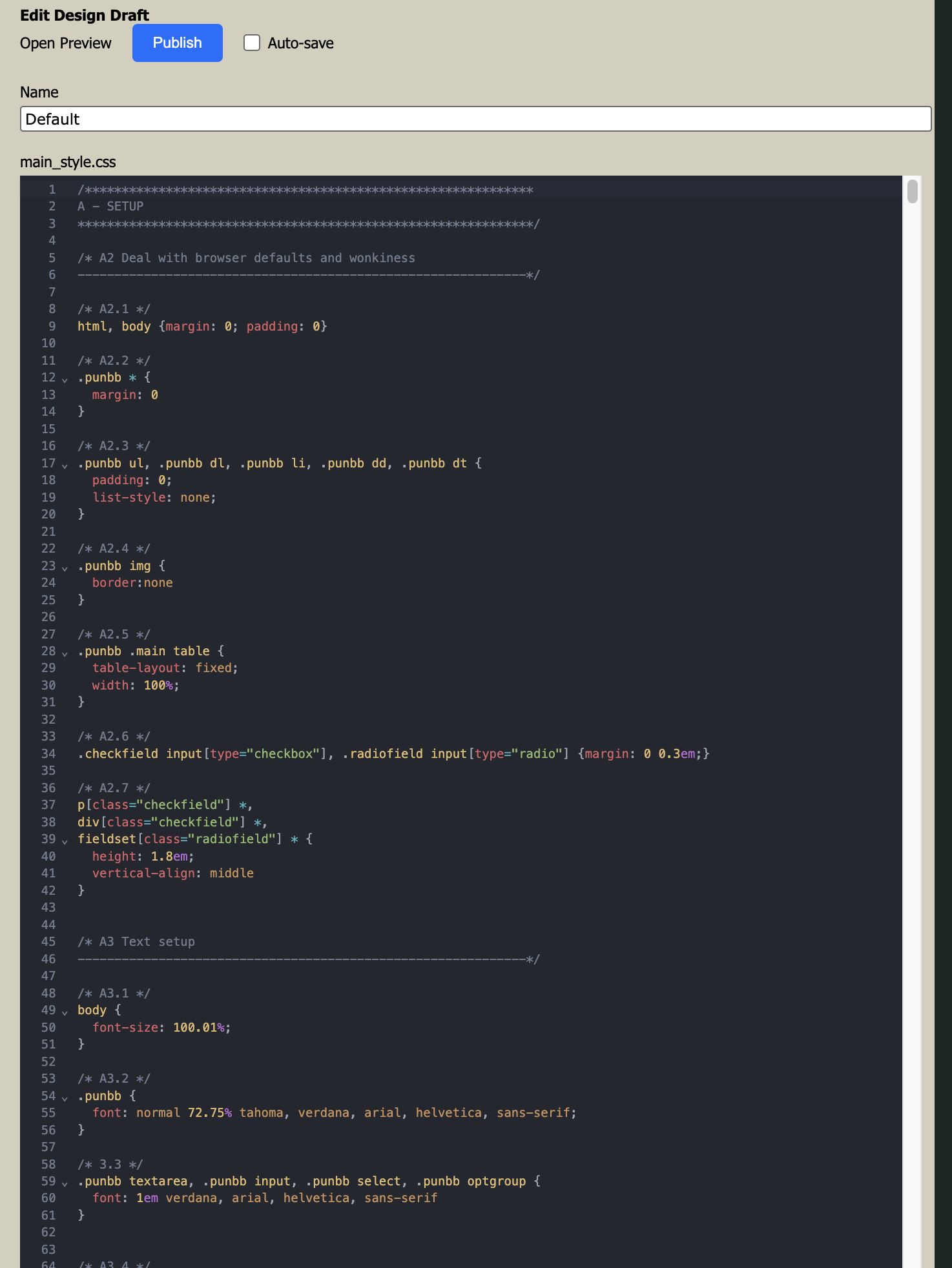 Design Draft editor screenshot