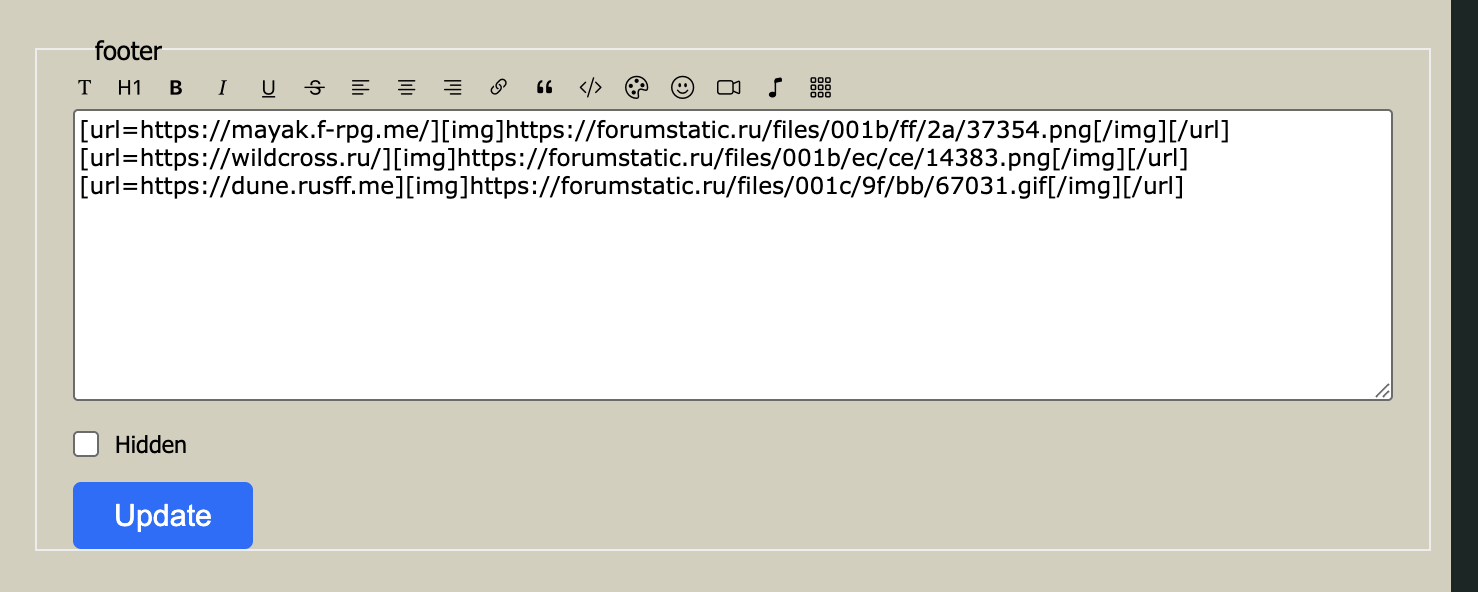 Widget Panel editor screenshot